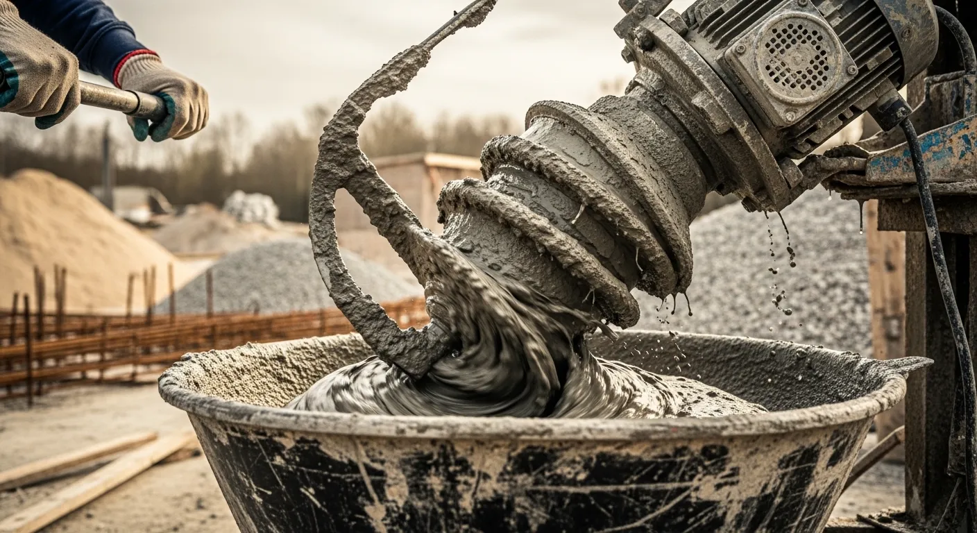 Mistura homogênea feita com betoneira pequena